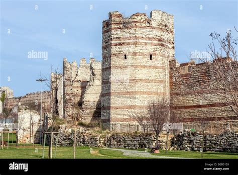 Byzantine City Walls In Yedikule Fortress In Zeytinburnu Istanbul