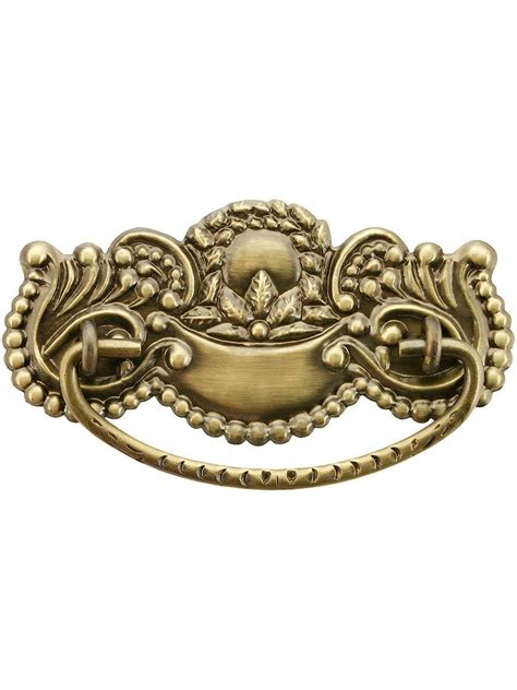 Victorian Style Brass Beaded Bail Pull In Antique By Hand Center