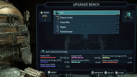 Dead Space Suit Stats