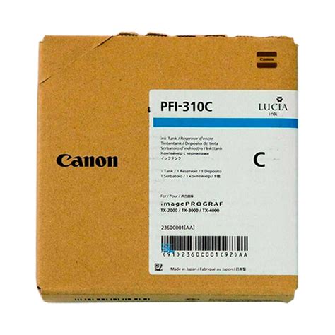 Tinta Canon PFI 310C Cyan TX 2000 Original G Limagars Peru