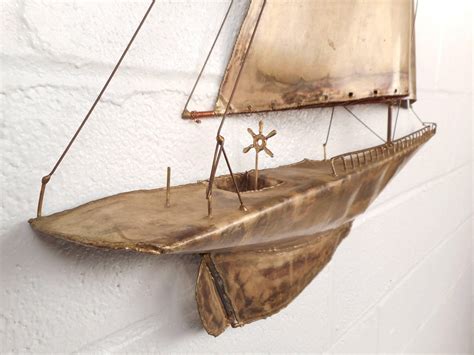 Mid Century Modern C Jere Style Sailboat Wall Art At 1stdibs Sailboat Wall Art Metal Metal