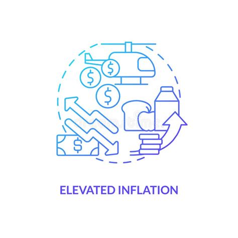 Elevated Inflation Blue Gradient Concept Icon Stock Vector