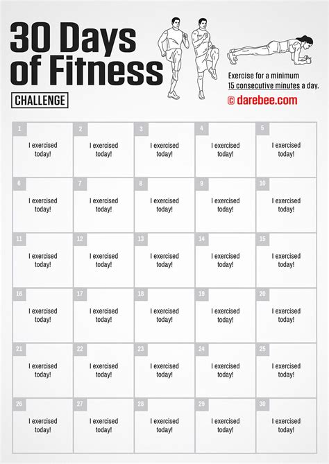 30 Day Of Fitness Challenge By DAREBEE Workout Challenge Darebee