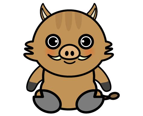 イノシシのフリーイラスト 可愛い動物無料素材 チコデザ