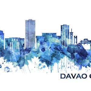 Davao City Philippines Skyline Bw Mixed Media By Nextway Art Fine Art