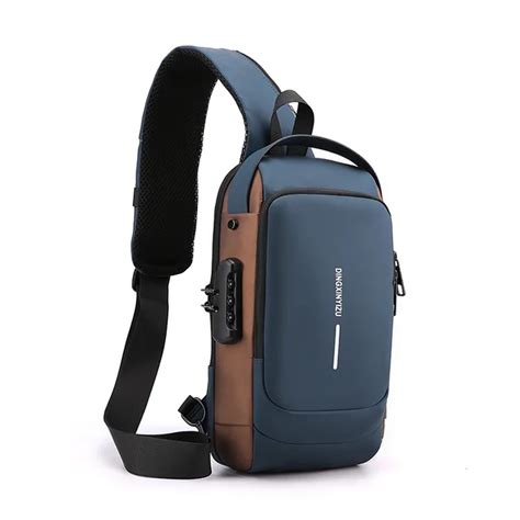 Bolsa De Peito Crossbody Imperme Vel Para Homens Bolsa De Ombro Usb