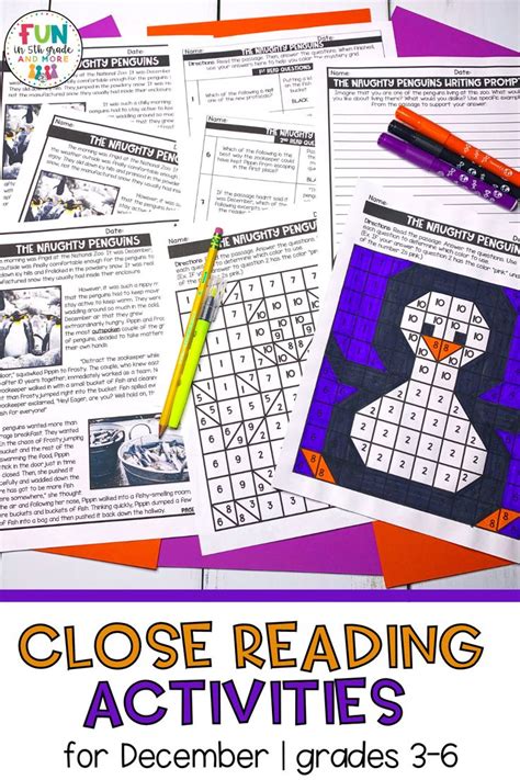 Reading Comprehension Passages December Digital Print Close Reading