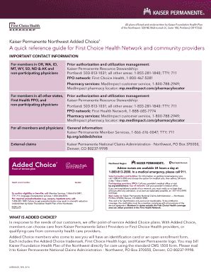 Fillable Online Kaiser Permanente Northwest Added Choice Fax Email