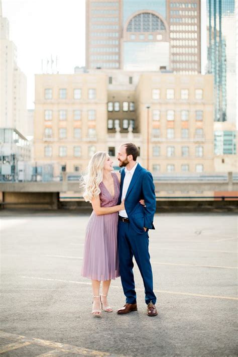 Downtown Dallas Rooftop Engagement Photos Lucy Struve