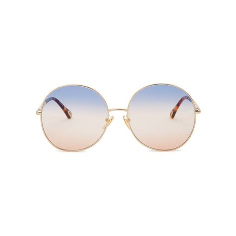 Chloe Chloé Ulys Gold Tone Round Frame Sunglasses Editorialist