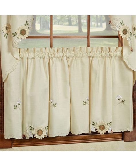 Stock Preferred 36" Sunflower Embroidered Kitchen Curtains - Macy's