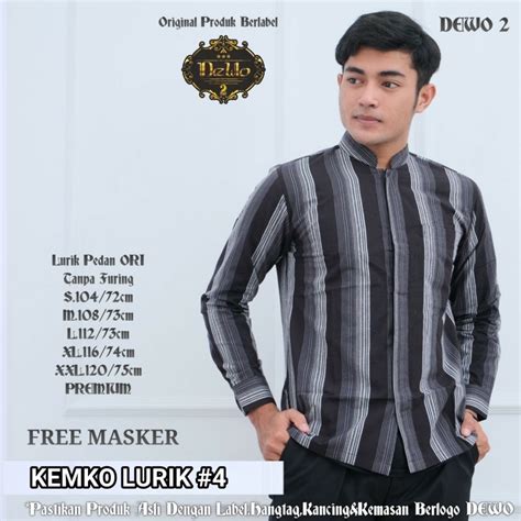 Jual Kemeja Pria Lengan Panjang Krah Koko Bahan Tenun Lurik Batik Kerja