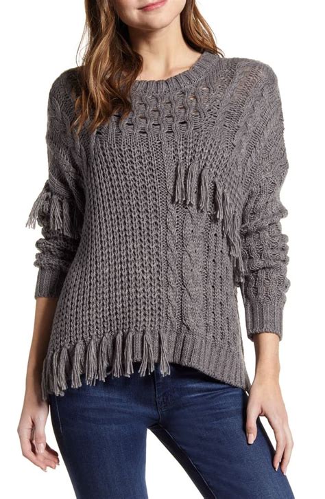 Cupcakes And Cashmere Romy Asymmetrical Cable Knit Sweater Nordstrom