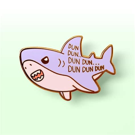 Scary Shark Hard Enamel Pin Cute Lapel Pins Dun Dun Dun for Jackets ...