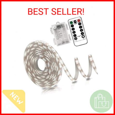 Echosari Battery Operated Led Strip Lights White With Remote Modes