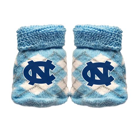 North Carolina Tar Heels Argyle Baby Sock Booties With Logo Shrunken Head