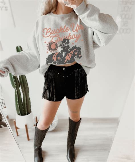 Oversized Western Country Girl Sweatshirt Vintage Western Crewneck Cowboy Western Graphic