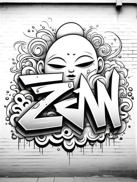 Zen Graffiti Coloring Page With Minimalist Design Muse Ai