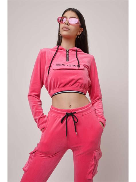 Pantalon De Jogging En Velours Femme Project X Paris Fuchsia