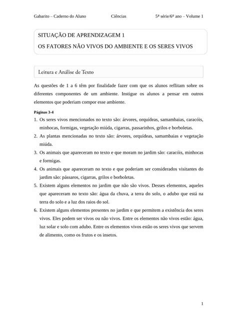 PDF SITUAÇÃO DE APRENDIZAGEM 1 OS FATORES NÃO PDF fileGabarito