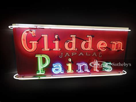 Glidden Paints Original Neon Tin Sign Auburn Fall Rm Auctions