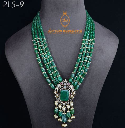 Imperial Emerald Polki Gold Necklace Mangatrai Pearls Jewellers