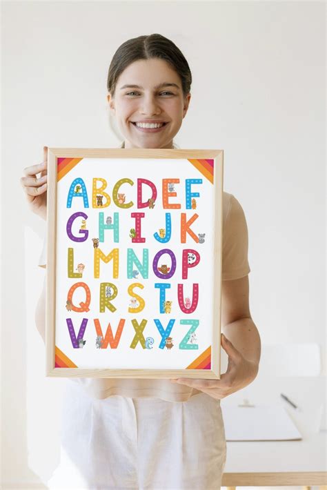 Adorable Alphabet Poster For Kids Educational Abc Wall Art Etsy