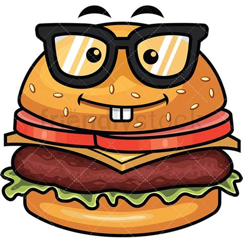 Geeky Hamburger Emoji Cartoon Vector Clipart FriendlyStock Emoji