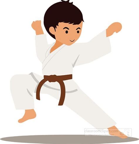 Karate and Martial Arts Clipart-brown belt karate student practices