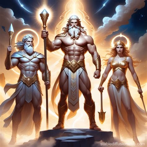 Zeus Athena And Hephaestus Greek Gods Triad Stable Diffusion Online