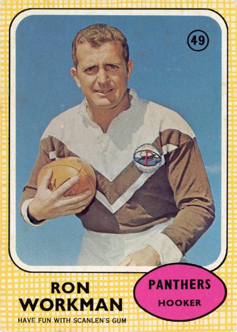 1970 Scanlens Common Card Base 49 Ron Workman Penrith Panthers Gold