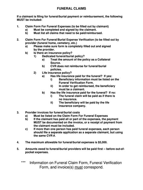 Funeral Expenses Claim Form Fill Online Printable Fillable Blank