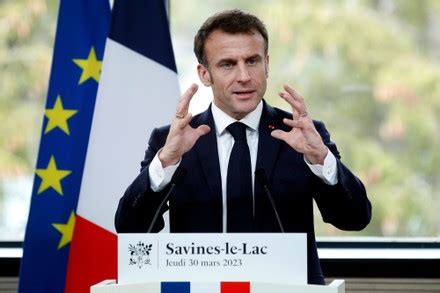 French President Emmanuel Macron Delivers Speech Editorial Stock Photo ...