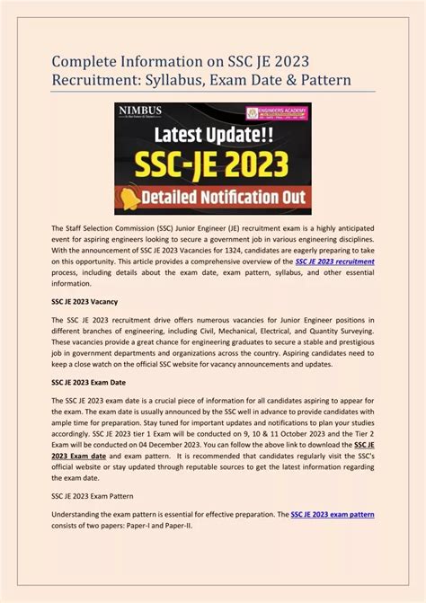 Ppt Complete Information On Ssc Je Recruitment Syllabus Exam