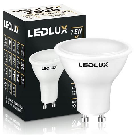 Żarówka LED GU10 7 5W 70W SMD 4000K neutralna Premium LEDLUX nie mruga