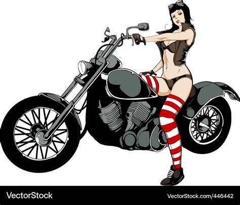 Sexy Girl On Motorcycle Royalty Free Vector Image