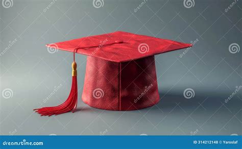 Red Graduation Cap with Tassel on a Plain Background. Symbol of ...