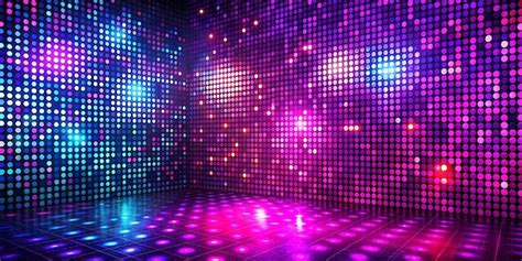 Disco Wall Background In Neon Led Dot Lighting Glitter Effect Vibrant