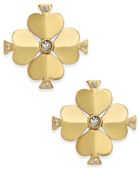 Lyst Kate Spade Gold Tone Crystal Flower Stud Earrings In Metallic