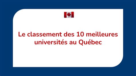 Le Classement Des 10 Meilleures Universités Au Québec En 2024