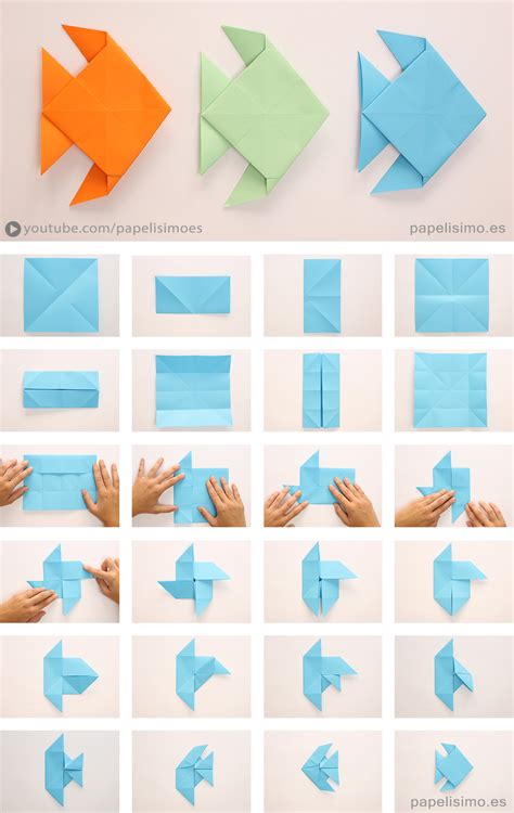 Cómo hacer pez de papel Origami Papiroflexia PAPELISIMO