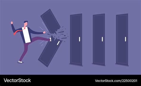 breaking door powerful businessman overcomes vector image