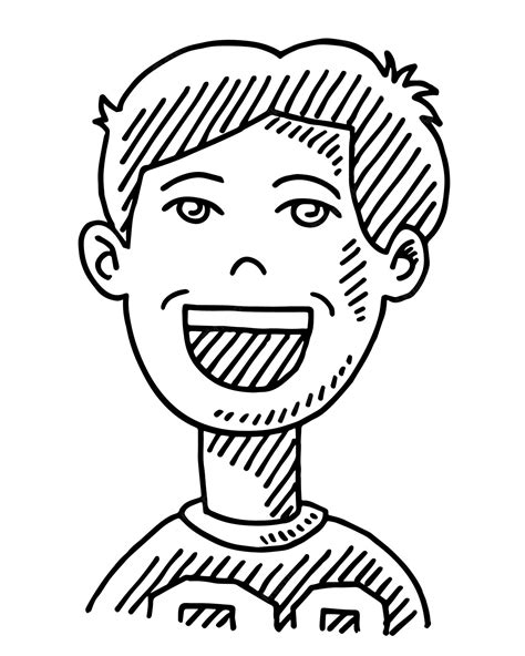 Premium Vector | A drawing of a boy with a big smile on his face