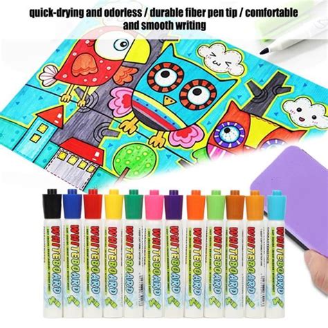 12 couleurs bricolage enfants marqueurs effaçables crayons de craie