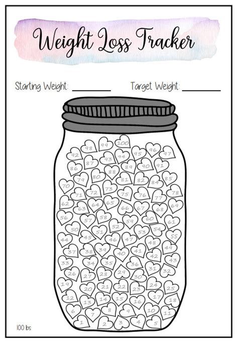 A4 Printable Mason Jar Weight Loss Trackers 1 Stone 2 Stone 4 Stone