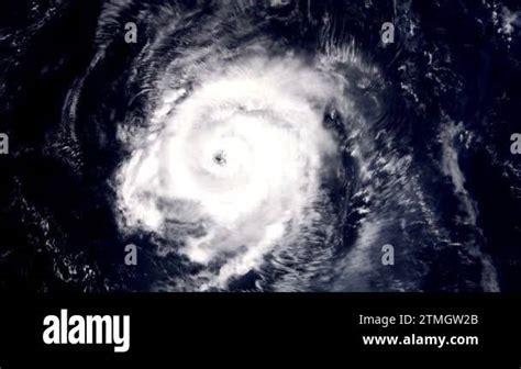 Slowly Rotating Cyclone Viewed From Space Eye Of A Large Typhoon