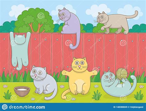 Fam Lia Dos Gatos Ilustra O Do Vetor Ilustra O De Arte