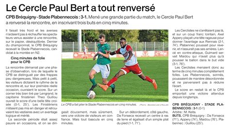 Cercle Paul Bert Foot BréquignyN3 NOS SENIORS RENOUENT AVEC LA