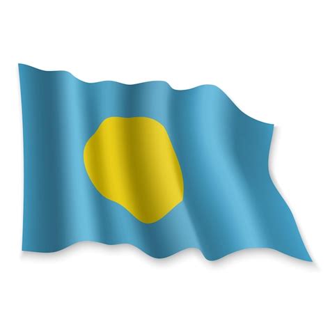 Premium Vector D Realistic Waving Flag Of Palau On White Background