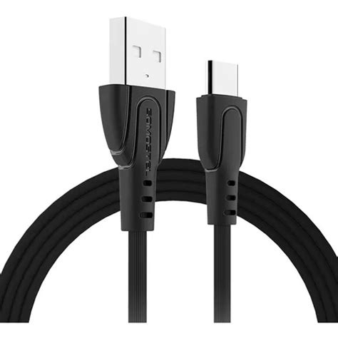 Cable Somostel Usb A Tipo C Negro Con Entrada Usb Salida Tipo C